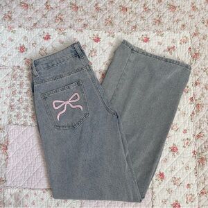 Edikted ribbon embroidered baggy low waist jeans